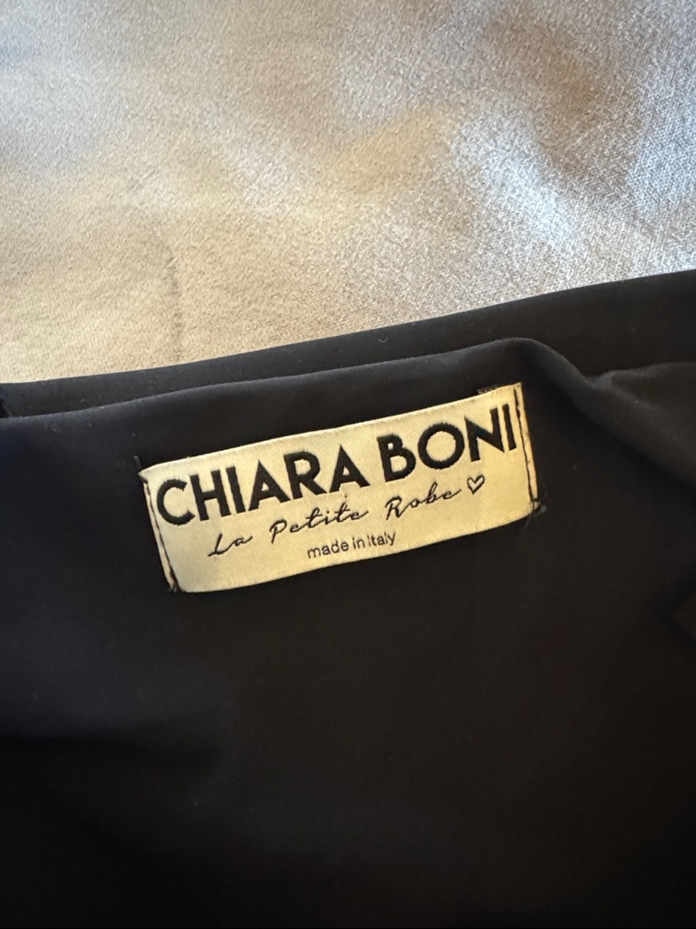 Chiara Boni Strapless Black Sheath Dress with Floral Appliqué - Picture 2 of 3